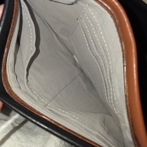 Sash Bag Reversible Black Cognac Brown Vegan Leather Ergonomic Crossbody Bag - Picture 7 of 9